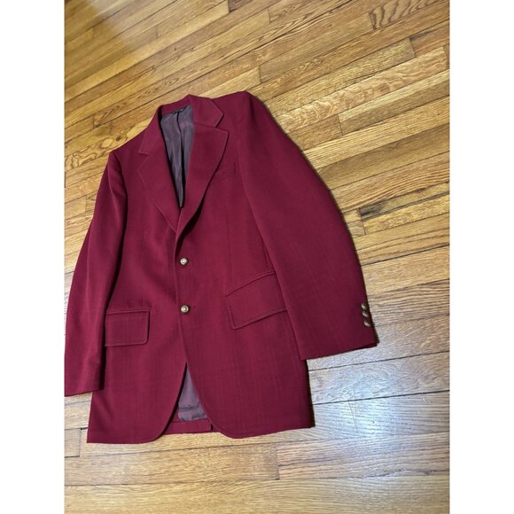 VTG Anderson Little Mens Blazer Jacket Sz 38R Red Polyester 2 Button Sport Coat - Picture 2 of 10